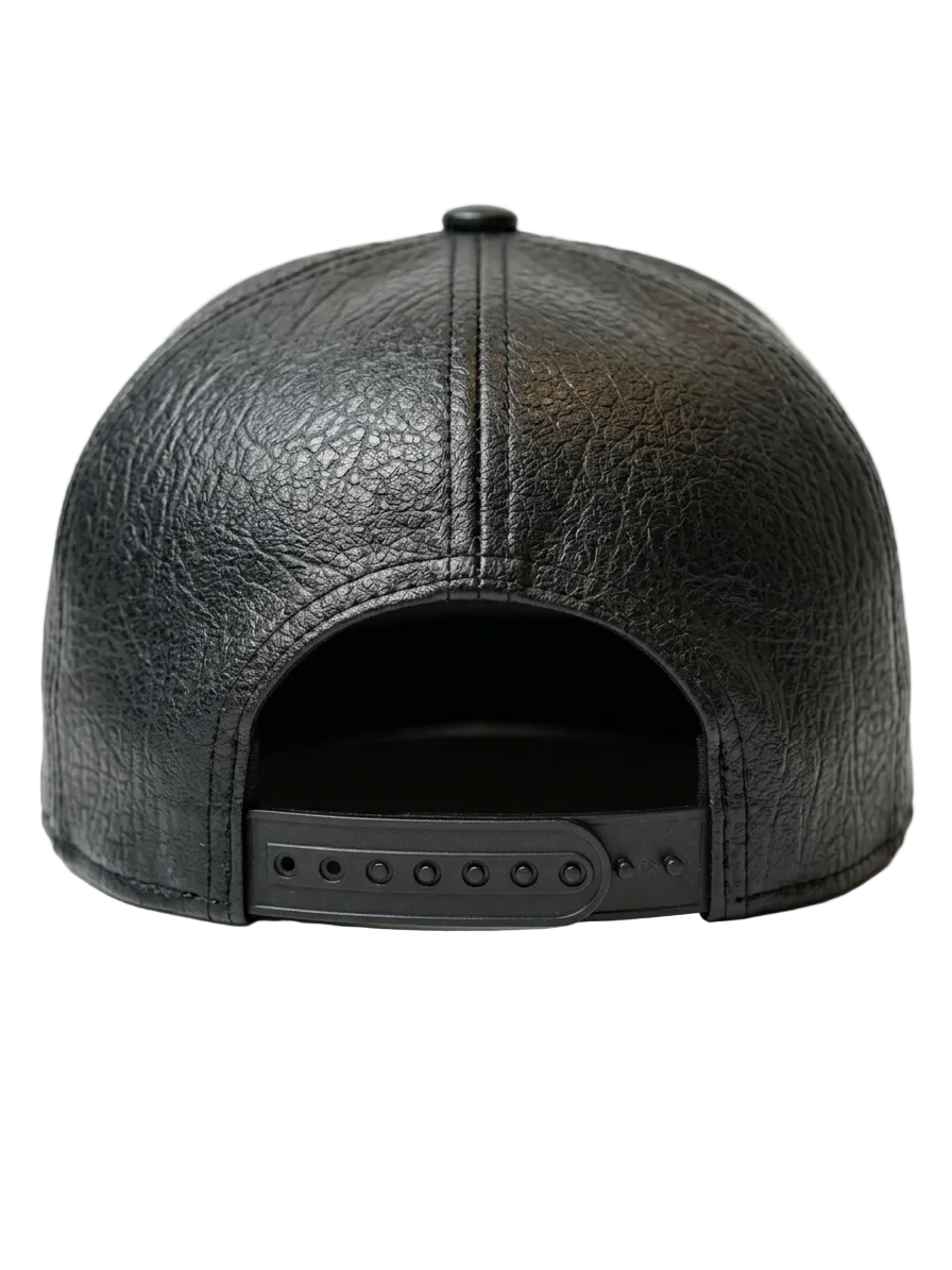 Black leather cap on a white background